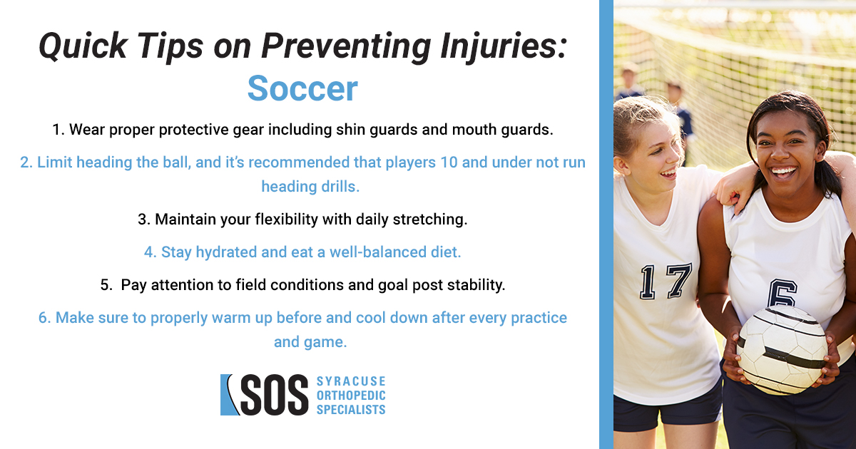 Sports Safety and sports injury prevention soccer from syracuse orthopedic specialists