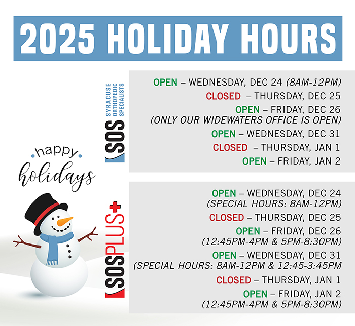SOS & SOS PLUS 2025 Holiday Hours