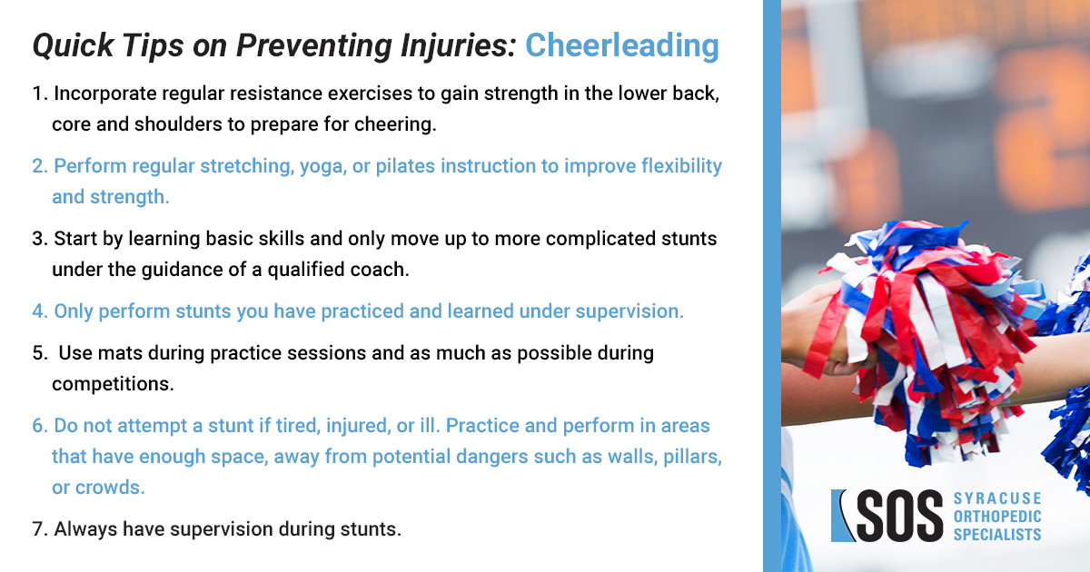 Sports Safety and sports injury prevention cheerleading from syracuse orthopedic specialists